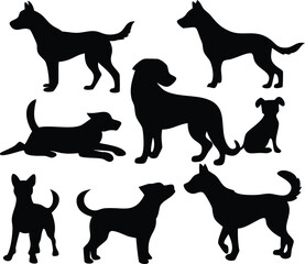 Silhouette Dog Vector Set - Perfect for Pet and Animal Projects