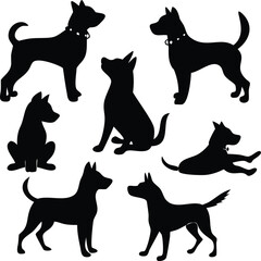 Silhouette Dog Vector Set - Perfect for Pet and Animal Projects
