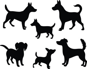 Dog Pose Silhouette Icons - Creative Vector Clipart Collection