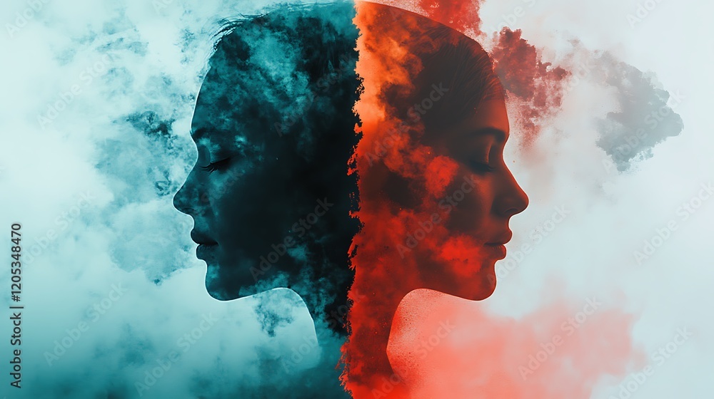 Poster a split image showing two different interpretations of the same event, with one side highlighting in