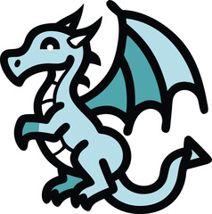 Fantasy Dragon Icon - Creative Cartoon Vector Design