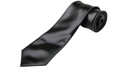 Elegant black necktie on transparent background