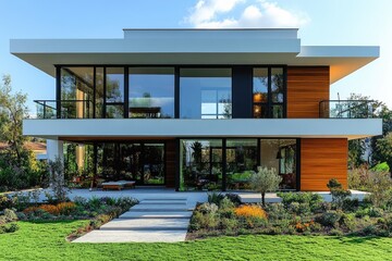 A modern house with many windows