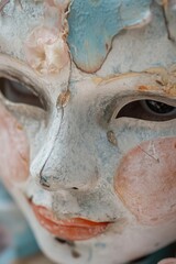 A close-up shot of a person's face wearing a mask, useful for portraying anonymity or concealment