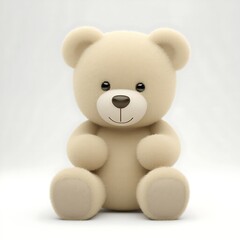 Obraz premium Cute Fluffy Teddy Bear with a Friendly Smile White background. 