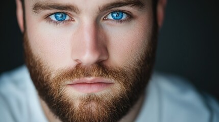 Obraz premium Portrait of a person with striking blue eyes