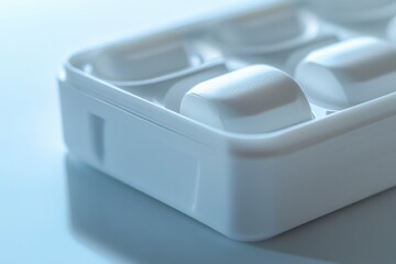 A close-up shot of an ice tray on a table, with individual cubes frozen in place