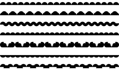 Scalloped rounded border simple divider ornament edge cutout decoration on isolated white background