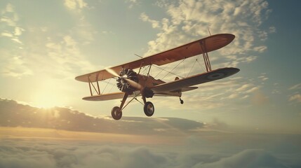 A photo of a vintage biplane performing