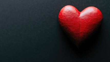 Fototapeta premium A single red heart on a dark or black background