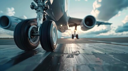 A photo of an airplane landing gear extending