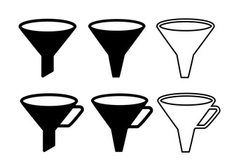 Plastic Funnel Icon, Kitchen Utensil Symbol, Equipment, Funneling Silhouette, Black Funnel Sign