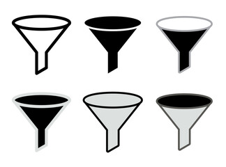 Plastic Funnel Icon, Kitchen Utensil Symbol, Equipment, Funneling Silhouette, Black Funnel Sign