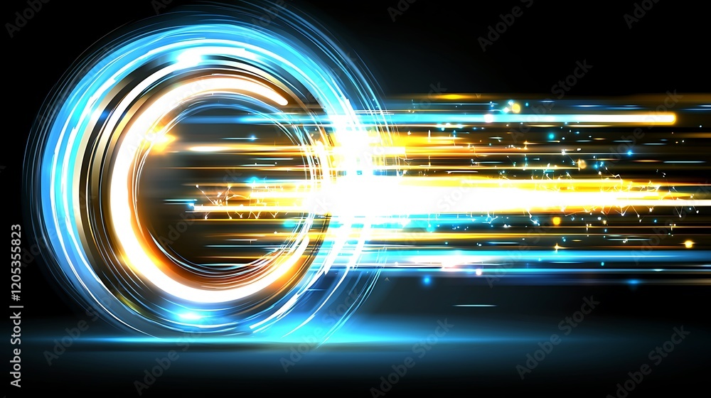 Aufkleber abstract futuristic technology background glowing circle light trails speed and energy
