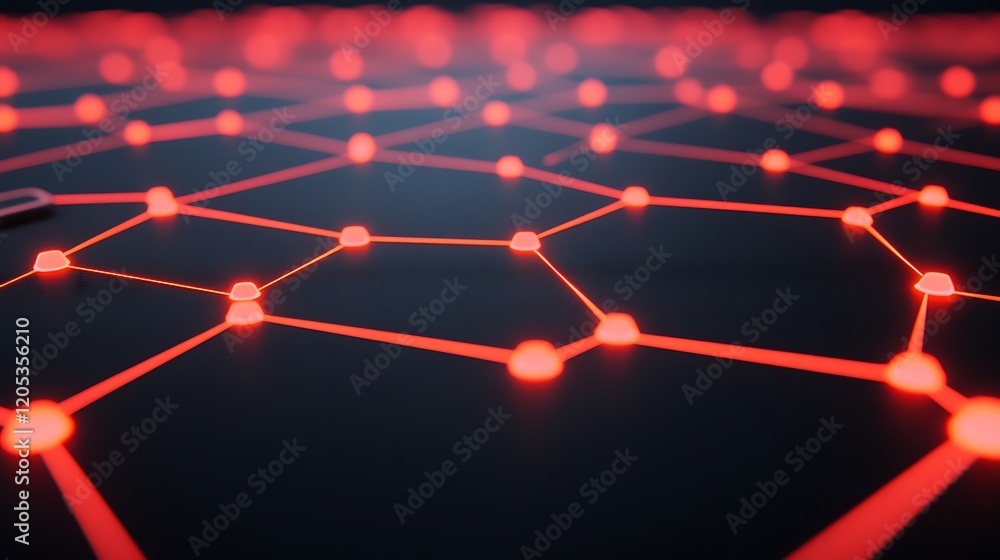 Poster Abstract Red Network Connection Digital Data Flow Technology Background