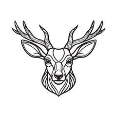 Fototapeta premium Deer head line art style silhouette