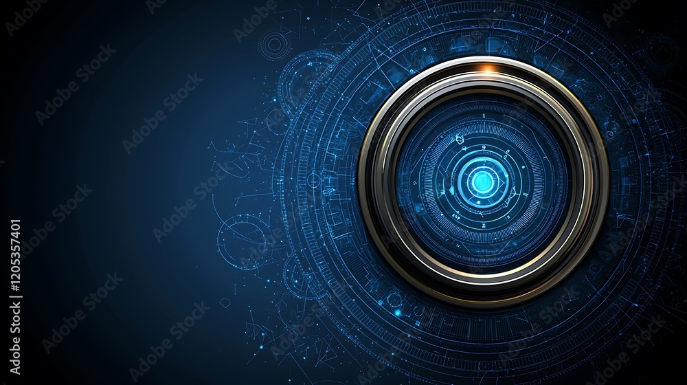 Aufkleber futuristic technology interface abstract digital hud circular design with glowing blue elements and