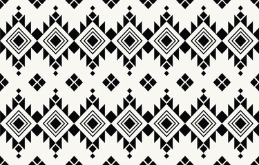 Ethnic tribal Aztec  black and white background. Seamless tribal pattern, folk embroidery, tradition geometric Aztec ornament. Traditional design for fabric, textile, print, rug, paper