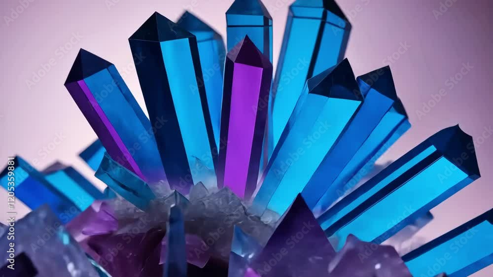 Poster vibrant crystals with sharp edges reflecting light, showcasing beauty and color variations in an abs