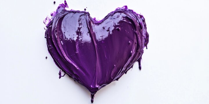 A close-up shot of a purple heart symbol on a white background, often used to represent love or admiration