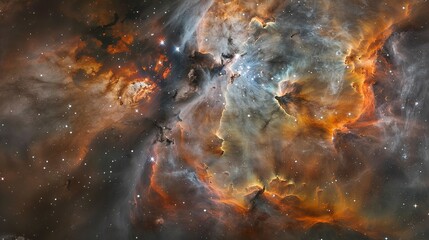 A photo of fireworks illuminating a nebula.