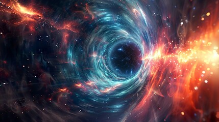 Obraz premium A photo of fireworks illuminating a wormhole.