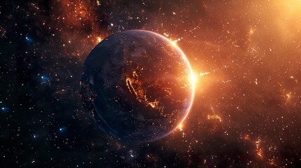 Obraz premium A photo of fireworks illuminating an exoplanet.