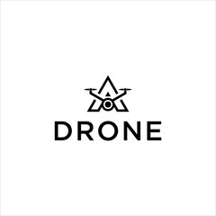 Fototapeta premium Modern drone logo with letter A concept for aerial photography surveillance or delivery service in digital vector design ideal for tech company or aviation branding