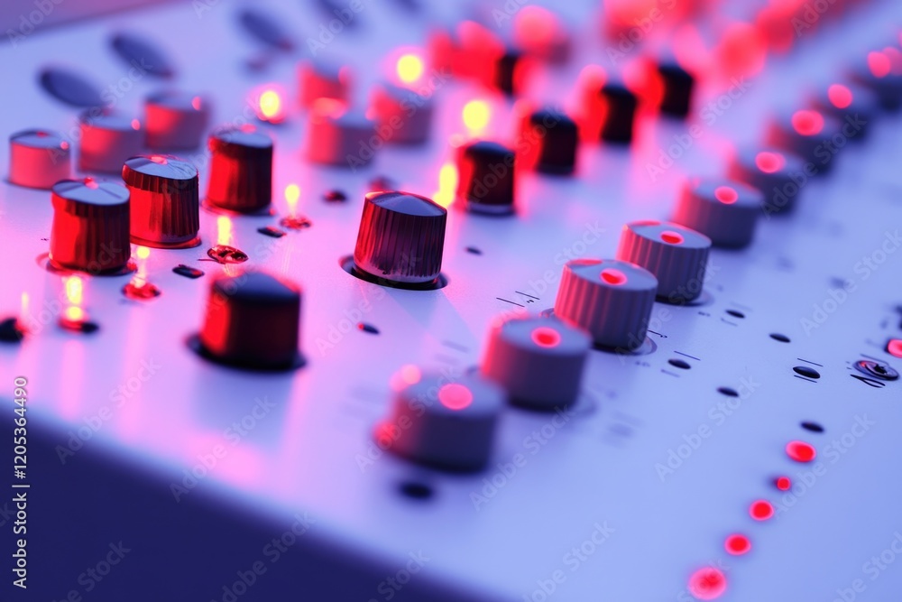 Poster close-up shot of a control panel with red indicator lights, often used in industrial or technical se