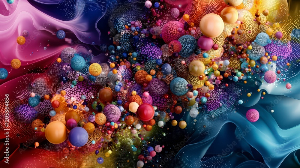 Aufkleber vibrant colorful dots in abstract design digital art colorful environment abstract viewpoint artisti