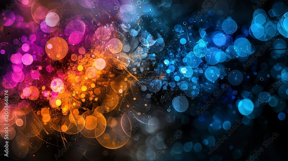 Aufkleber Vibrant dots in random patterns creating abstract art digital canvas colorful environment artistic perspective