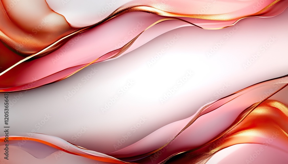 Poster elegant abstract waves in soft hues of pink and gold creating a stylish backdrop.