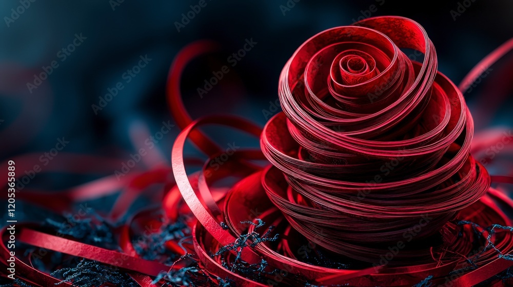 Poster cascading concentric red rings forming a stunning art piece artistic studio photography abstract env