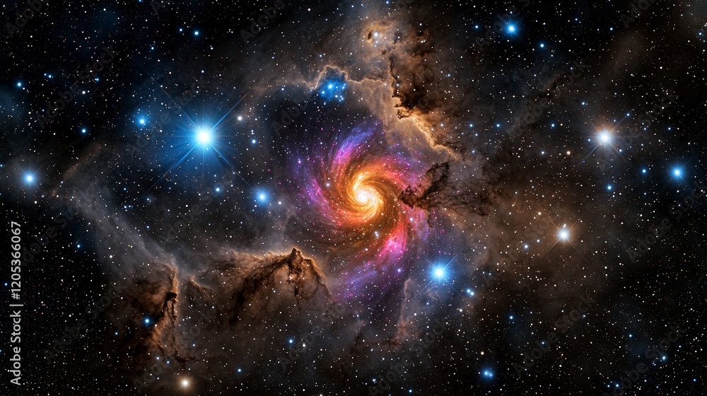 Poster galactic dance of stars in motion outer space digital art cosmic environment wide angle celestial be