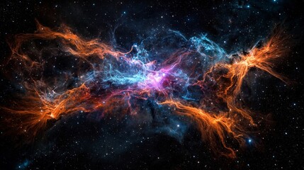 Cosmic light trails flowing through space nebulae digital art galactic environment abstract viewpoint timeless concept