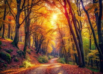 Retro Istanbul: Belgrad Forest's autumnal beauty, vintage photography capturing old Turkey's serene nature.