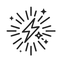 Obraz premium Lightning bolt icon with stars and decorative lines in minimalist style
