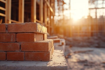 Photography of a brick house construction project showcasing techniques in the building industry.