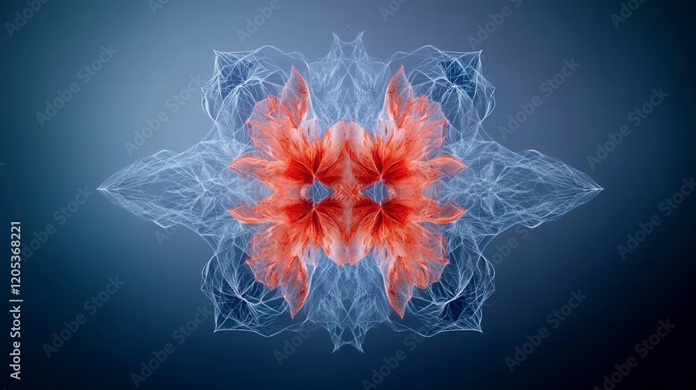 Poster symmetrical floral pattern digital art abstract design surreal environment close-up view geometric p