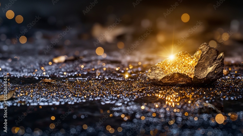 Aufkleber golden sparkles illuminate a dark canvas abstract art artistic display studio environment close-up v