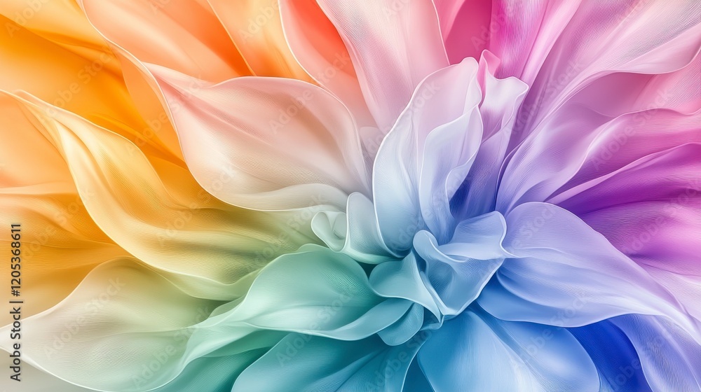 Fototapete Gradient rainbow abstract shapes blending in soft patterns art studio digital artwork vibrant colors close-up visual harmony