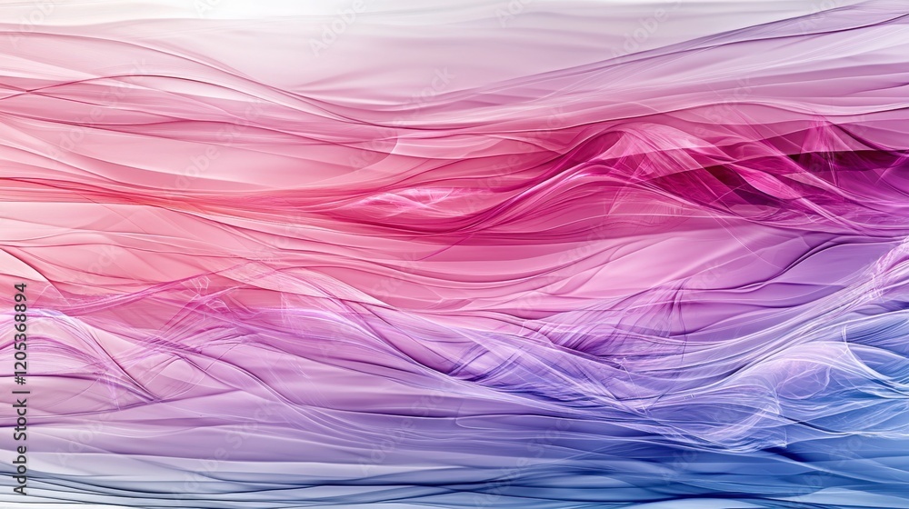 Poster dynamic pink and purple waves an abstract digital art aesthetic in a serene horizontal viewpoint