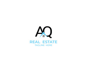 Modern Letter AQ and real estate logo design