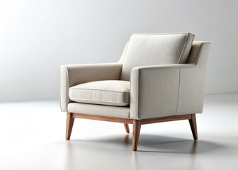 Sleek, white armchair 3D render on minimalist background.