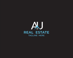 Modern Letter AU and real estate logo design