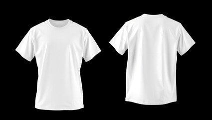 White T-Shirt Front and Back View on Black Background