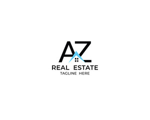 Modern Letter AZ and real estate logo design
