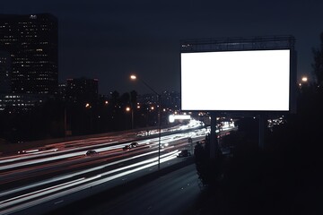 Blank billboard in Times Square at night