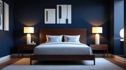 Luxury Master Bedroom in hotel / 3D rendering interior