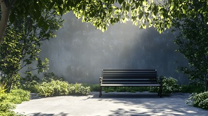 Peaceful Outdoor Setting with Nature Backdrop and Relaxing Bench